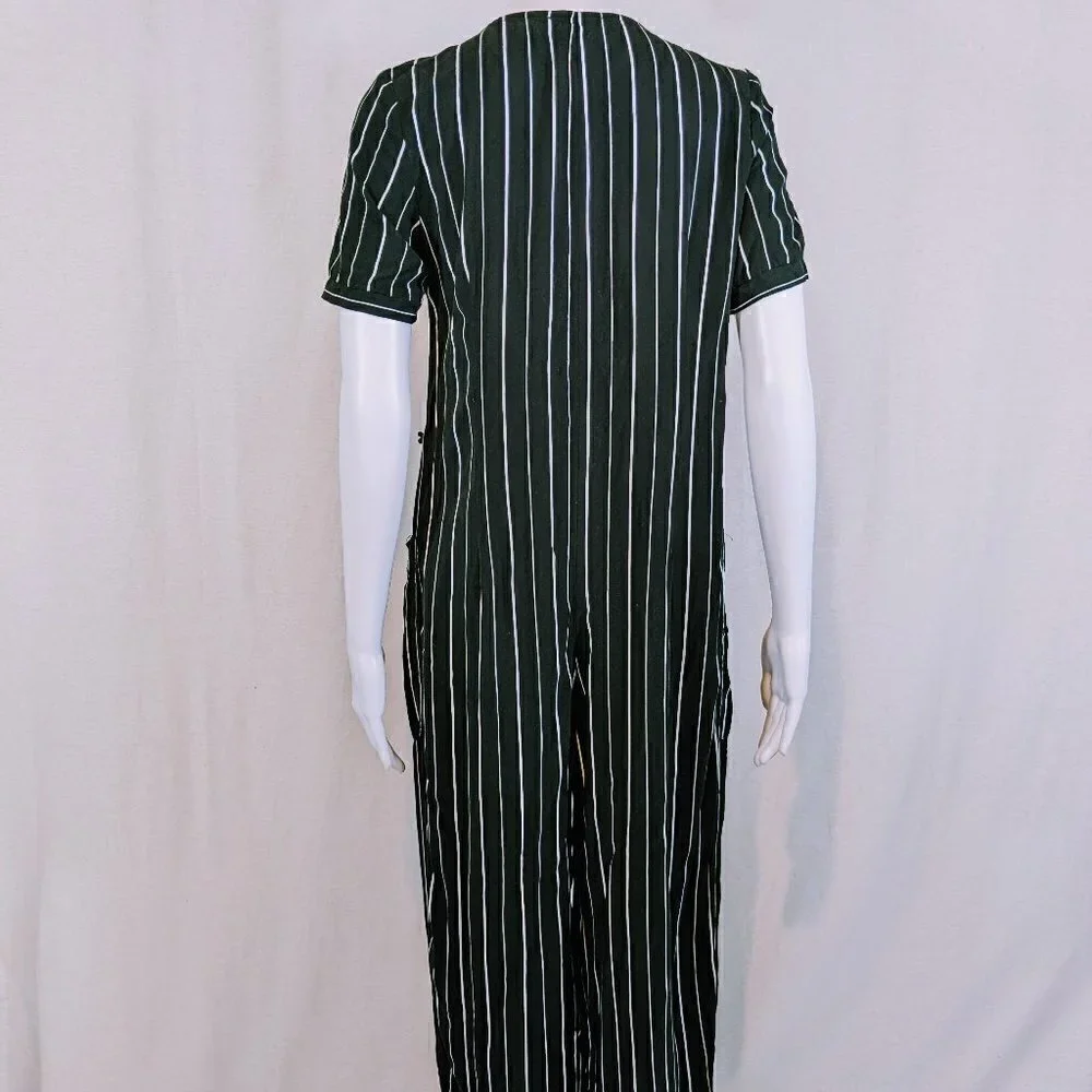 Dress Forum Los Angeles Black and White Striped Jumpsuit Women's Size Medium